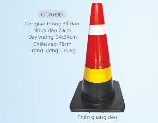 CỌC TIÊU GIAO THÔNG ĐẾ ĐEN NHỰA DẺO GT.70ĐD PHẢN QUANG